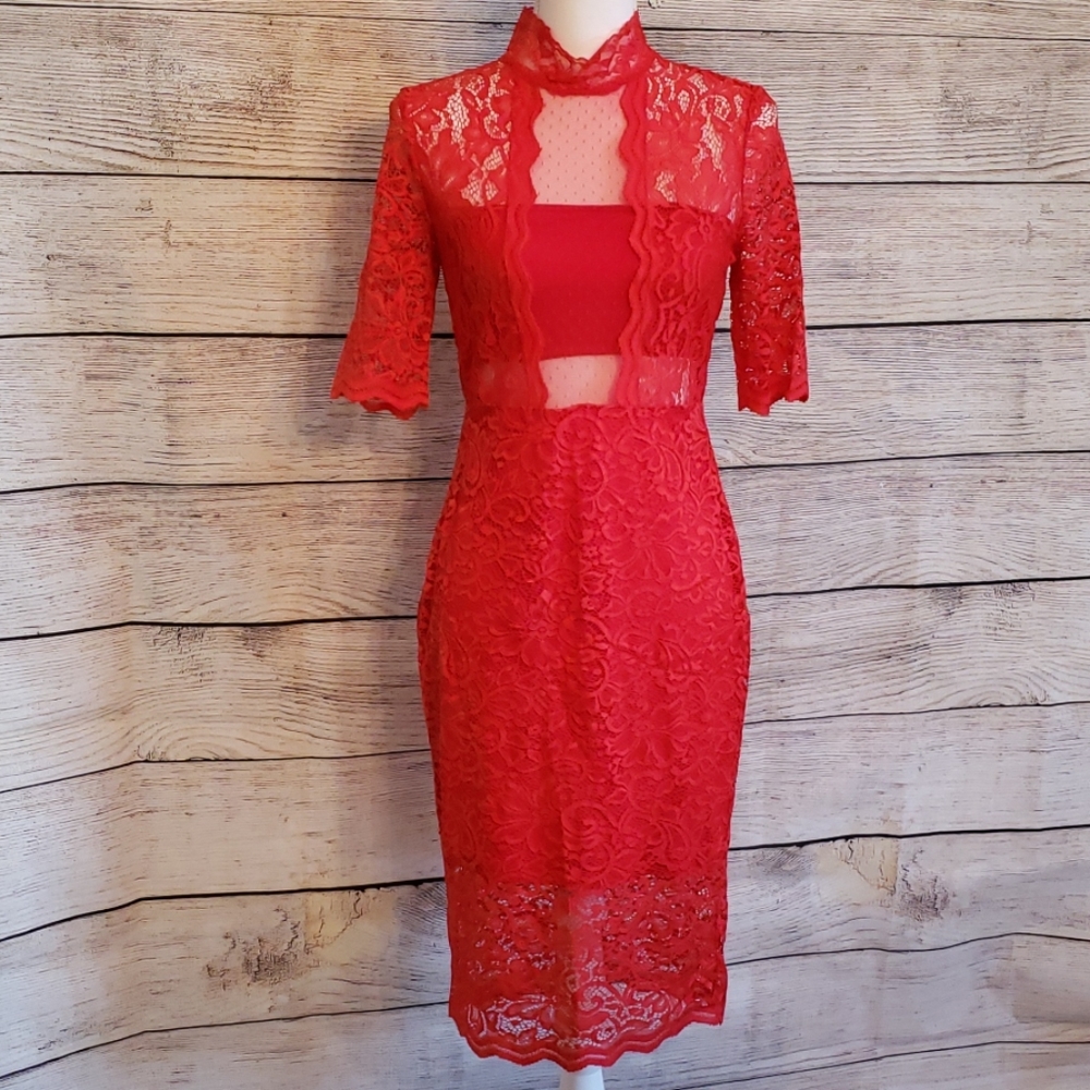 Express HOT red lace dress, Size 6